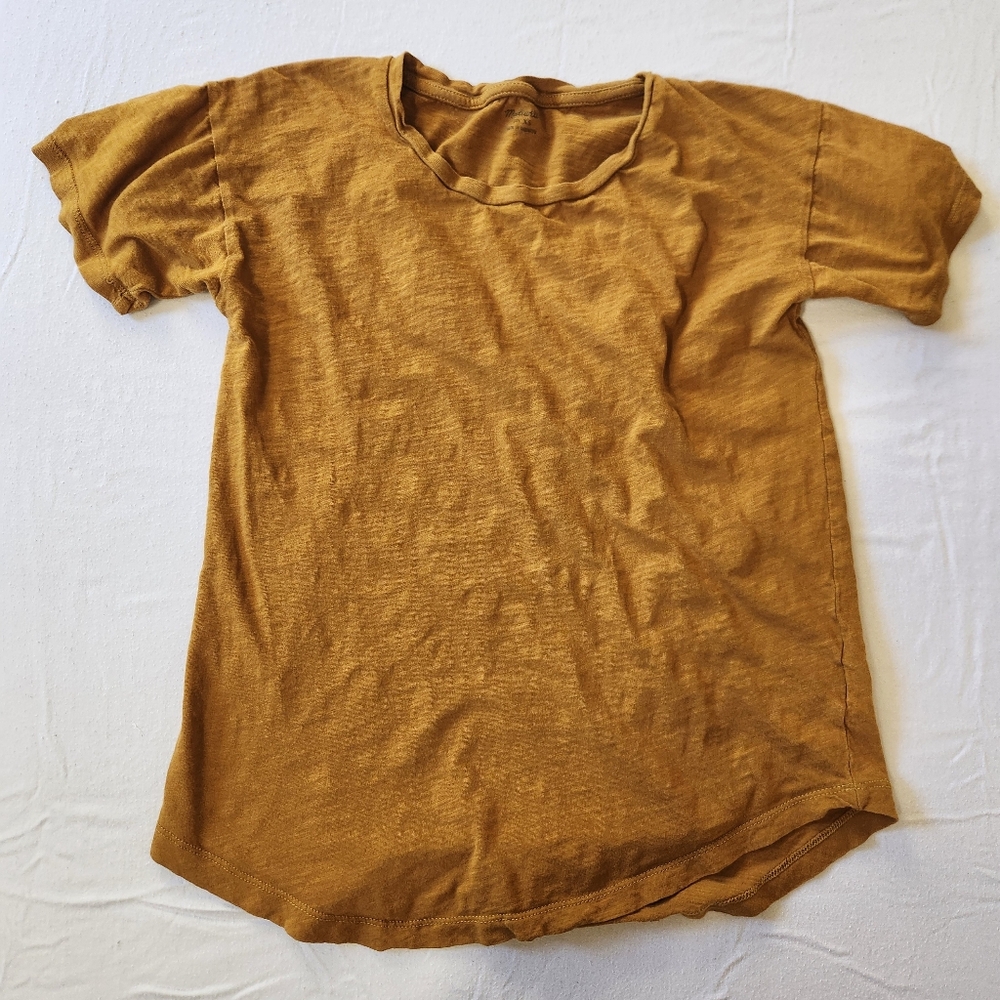 Madewell‎ Women's Short Sleeve Whisper T-Shirt Crew Neck Mustard Yellow XS